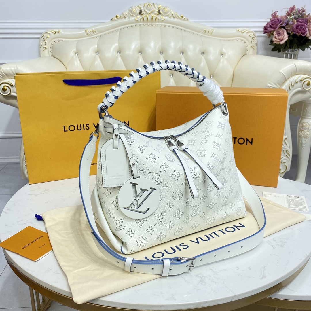 Louis Vuitton BEAUBOURG HOBO MM Mahina Handbag M58482 Snow White